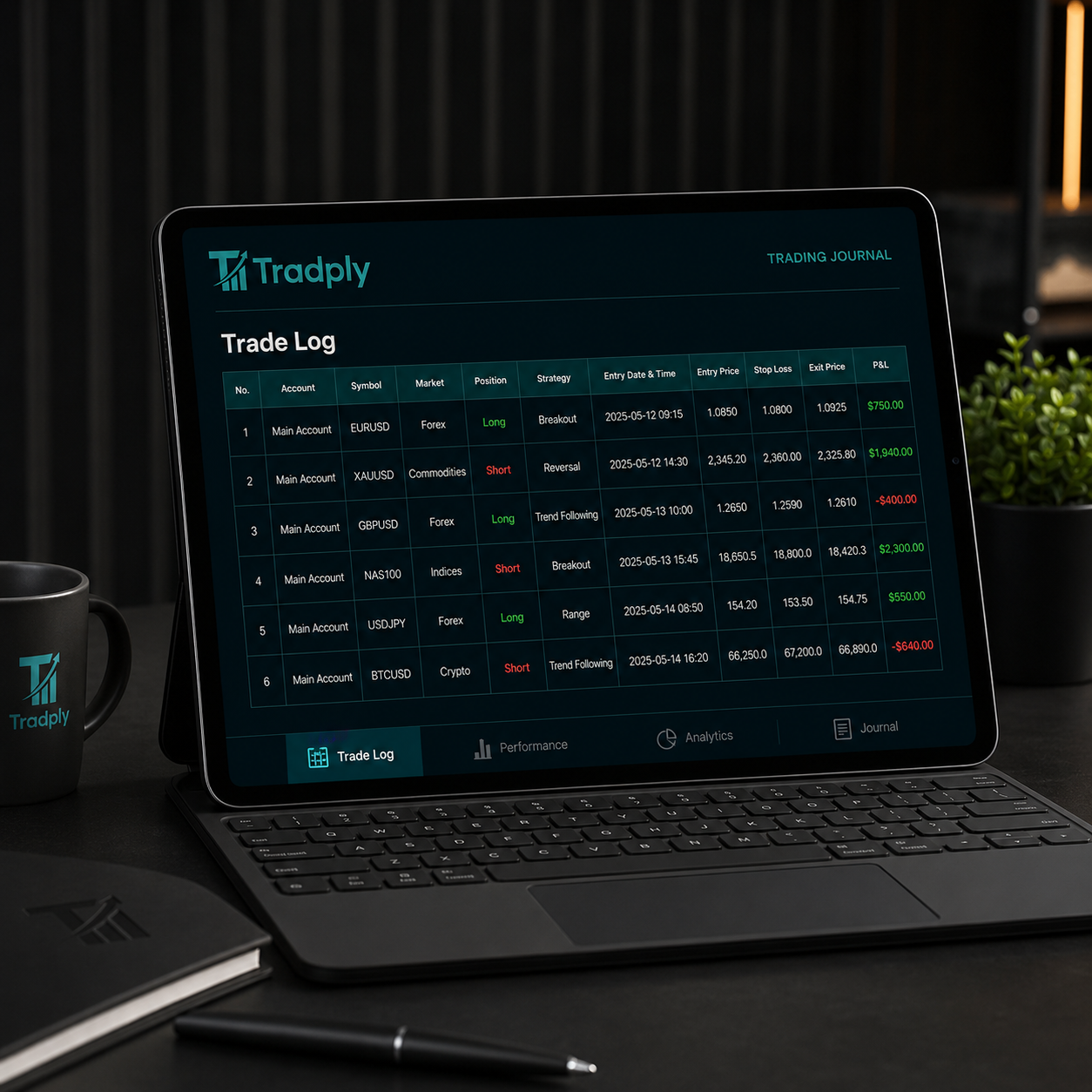 Tradply Trading Journal — Trade Log, Dashboard & Performance Insights